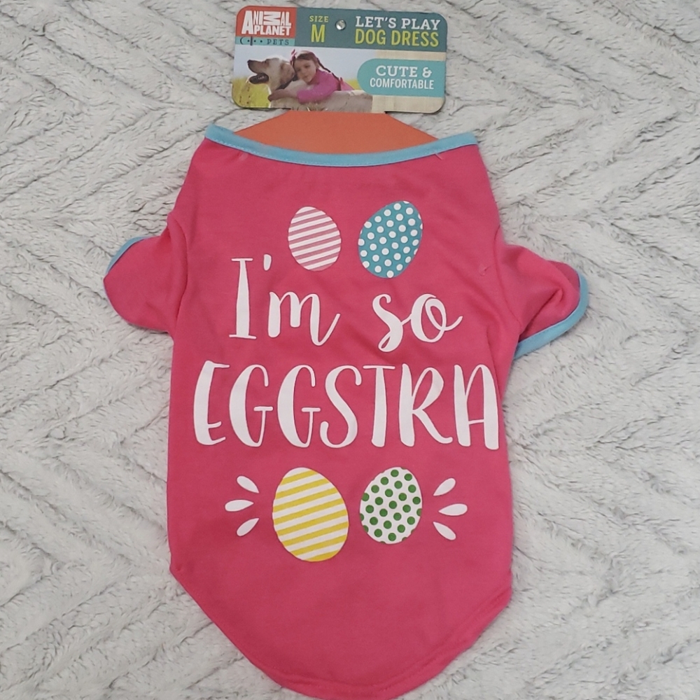 Dog puppy NWT pink shirt Medium Easter eggs